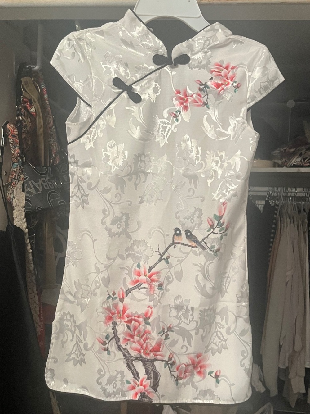 Girls Asian dress floral white Chinese quipao cheongsam size 4/5 6/7